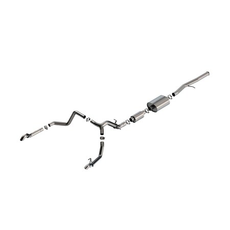 Borla 14 Silv/Sierra 1500 C/B S-Type Exh/2.75in Into Dual 2.25in Out 4in Tip Split Rear Exit